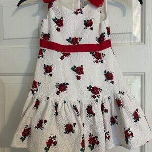 Janie and Jack White Dress with Red Velvet Bow